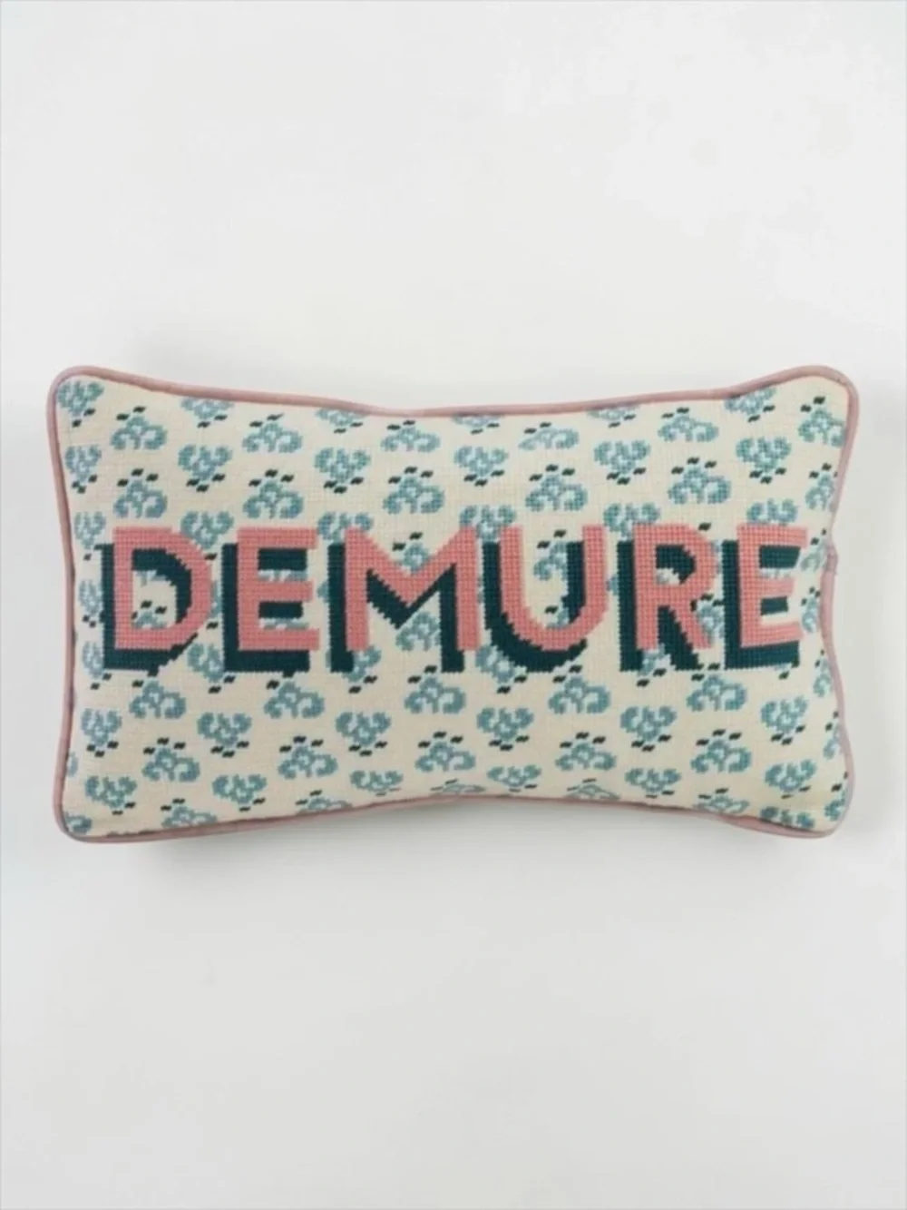 Furbish Studio “Demure” Needlepoint Pillow NWT Preppy Accent Throw Pillow